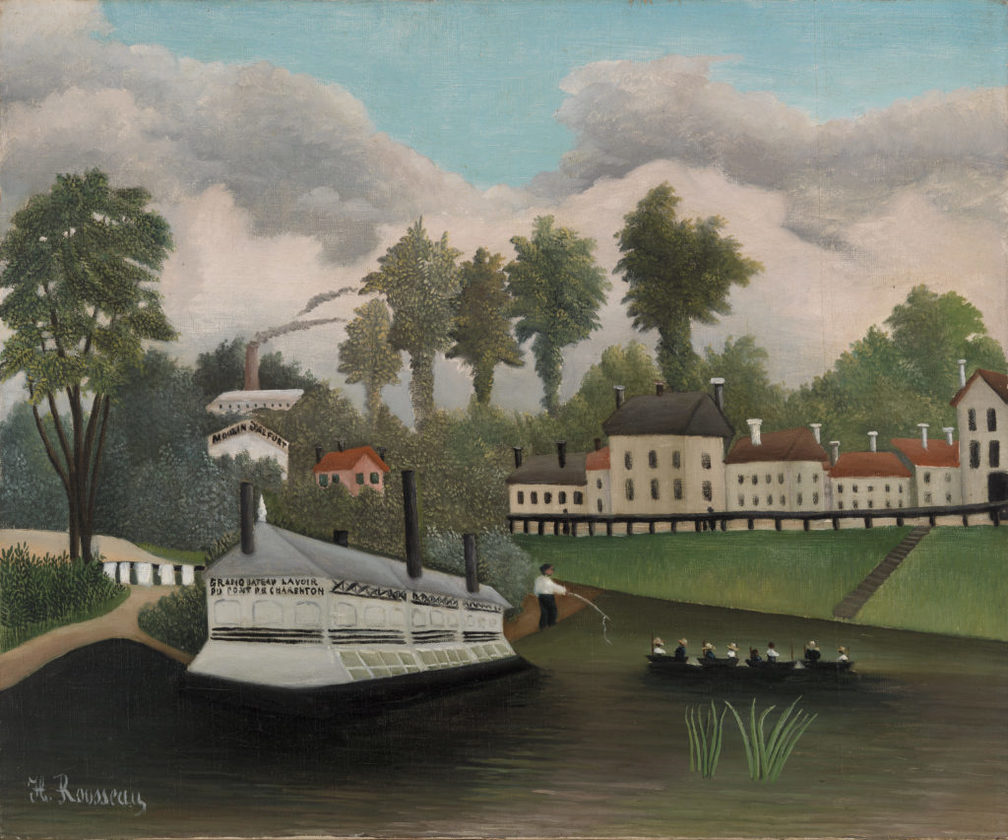 The Laundry Boat of Pont de Charenton, vintage artwork by Henri Rousseau, 12x8" (A4) Poster