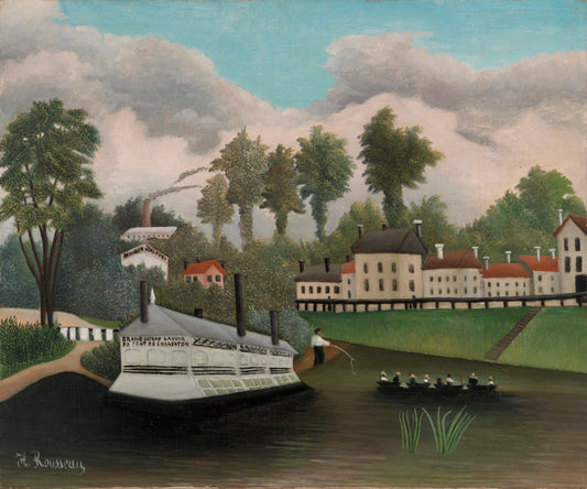 The Laundry Boat of Pont de Charenton, vintage artwork by Henri Rousseau, 12x8" (A4) Poster