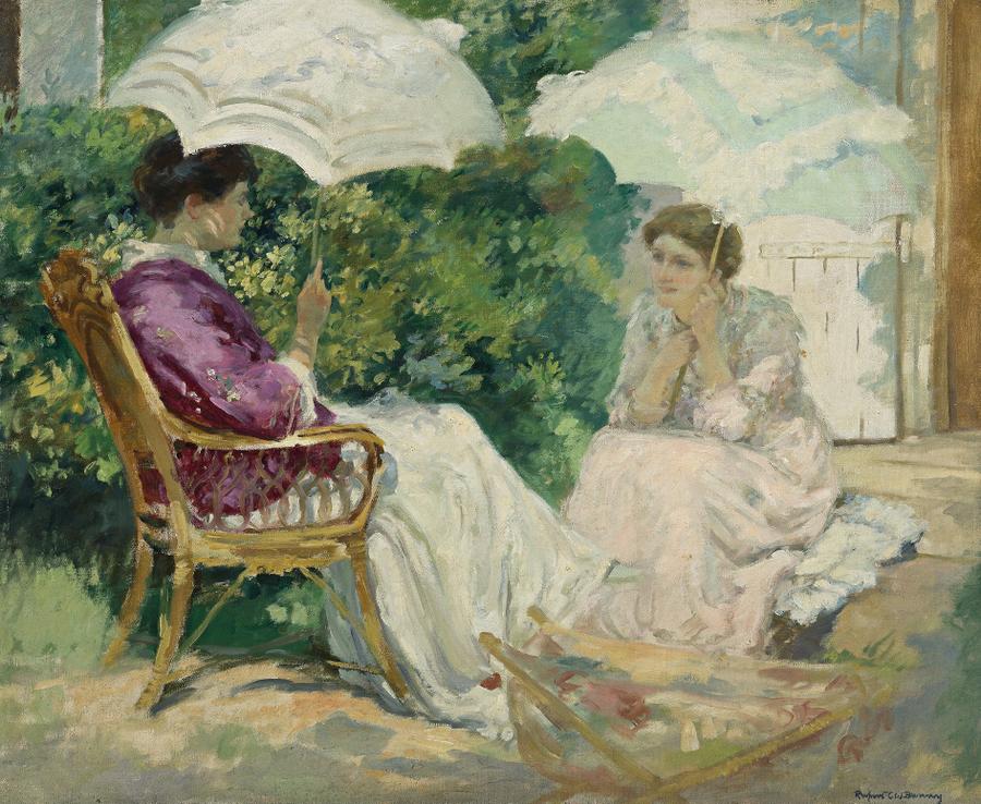 Chatting, vintage artwork by Rupert Bunny, 12x8" (A4) Poster