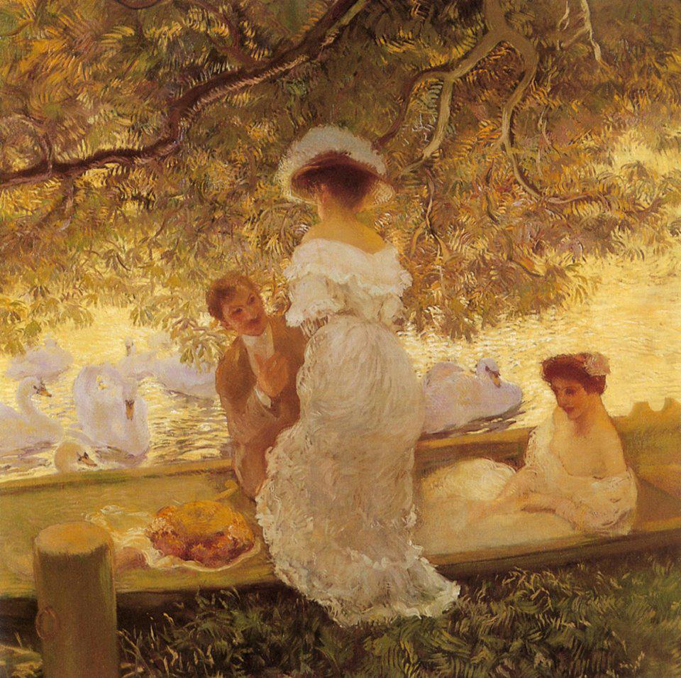 The Boating Party, vintage artwork by Gaston La Touche, 12x8" (A4) Poster