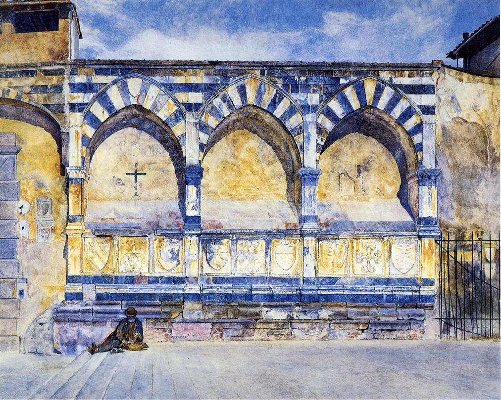 The Three Arches of Santa Maria Novella, vintage artwork by Henry Roderick Newman, 12x8" (A4) Poster