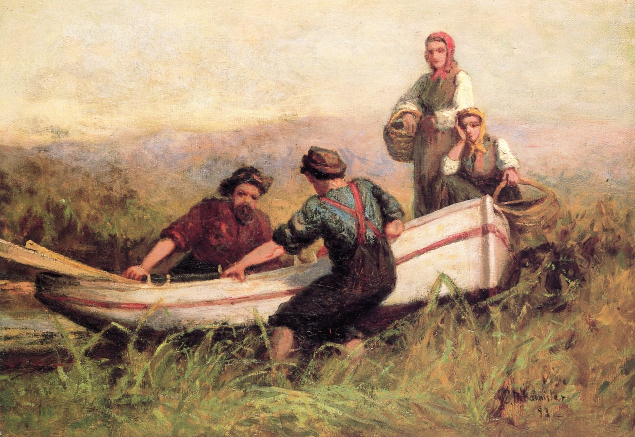 People near Boat, vintage artwork by Edward Mitchell Bannister, 12x8" (A4) Poster