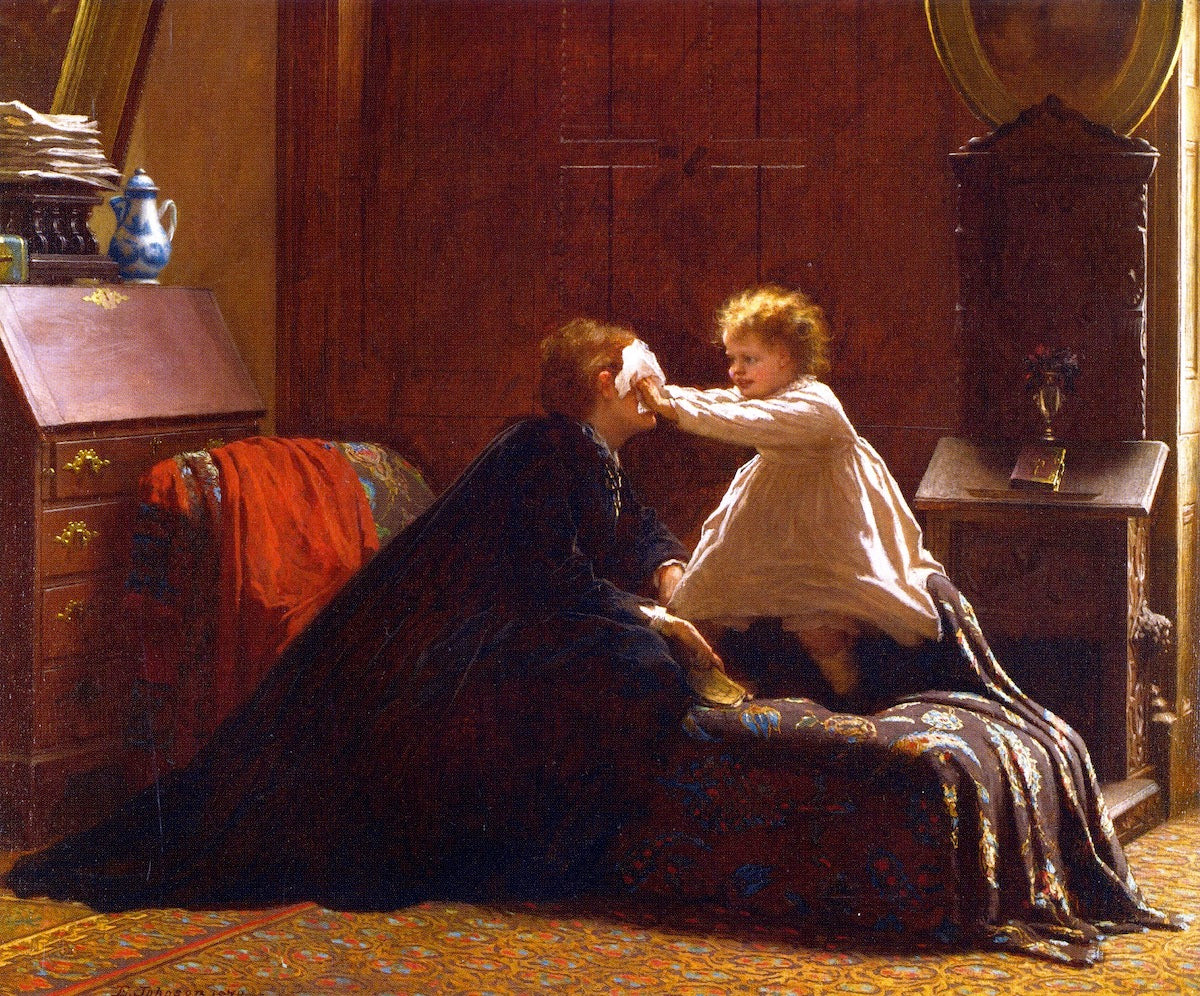 Bo Peep, vintage artwork by Eastman Johnson, 12x8" (A4) Poster