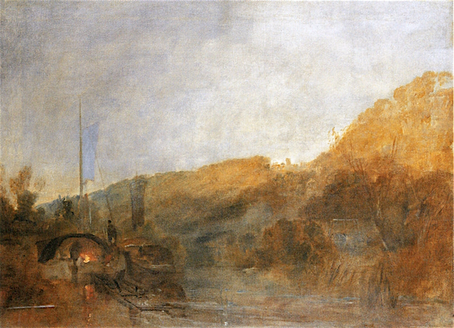 Barge on the Thames near Cliveden towards Sunset, vintage artwork by Joseph Mallord William Turner, 12x8" (A4) Poster