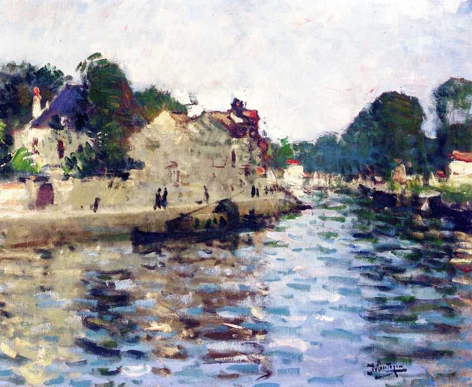 Banks of the Seine, vintage artwork by Pierre-Eugène Montezin, 12x8" (A4) Poster