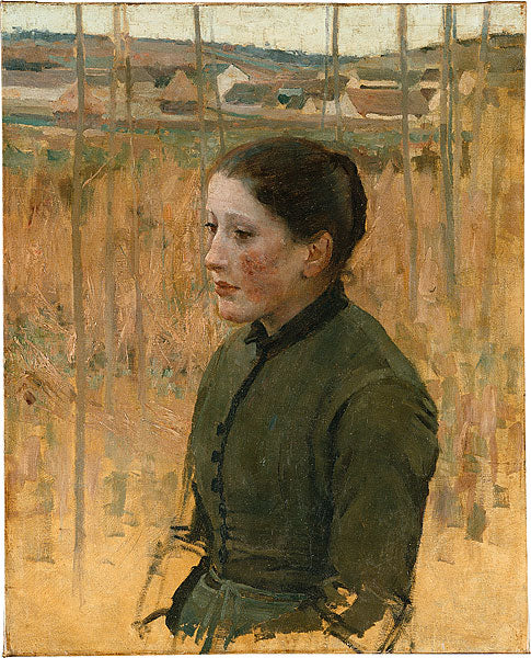 Young Peasant Woman, vintage artwork by Attributed to Jules Bastien-Lepage, 12x8" (A4) Poster