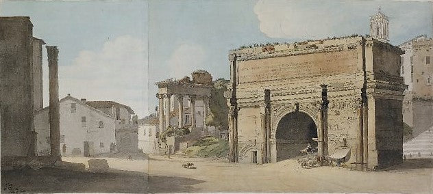 Arch of Septimius Severus, Rome, vintage artwork by Francis Towne, 12x8" (A4) Poster