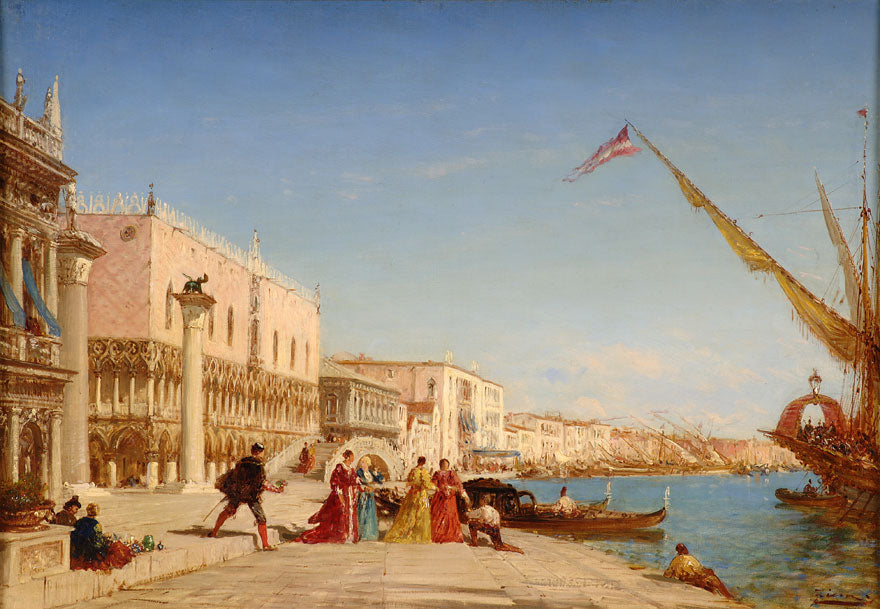 The Doge's Palace in Venice, vintage artwork by Felix-Francois-Georges-Philbert Ziem, 12x8" (A4) Poster