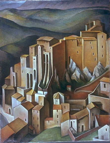 Olevano, vintage artwork by Alexander Kanoldt, 12x8" (A4) Poster