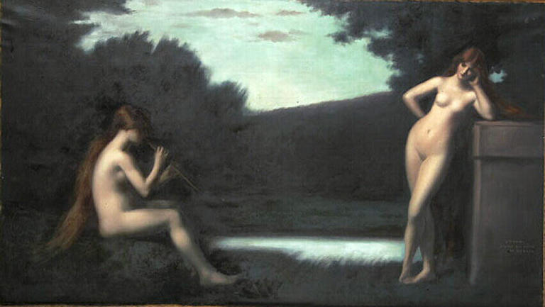 Female Nudes, vintage artwork by Jean-Jacques Henner, 12x8" (A4) Poster