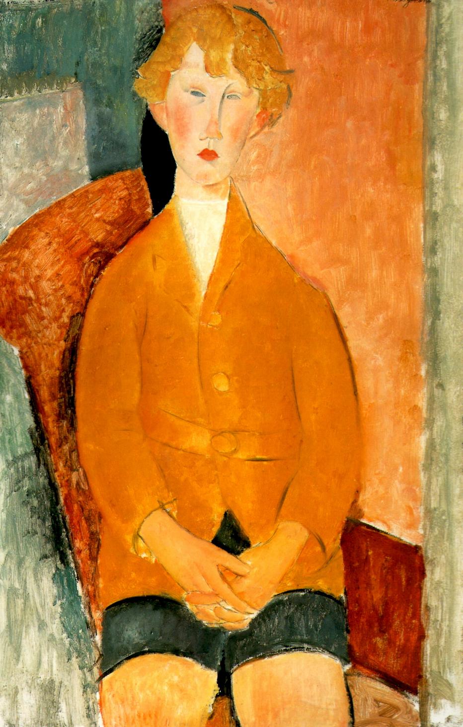 Boy in Short Pants, vintage artwork by Amedeo Modigliani, 12x8" (A4) Poster