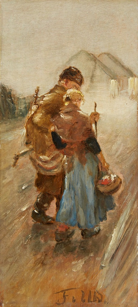 The Walk to Bethlehem, vintage artwork by Fritz von Uhde, 12x8" (A4) Poster