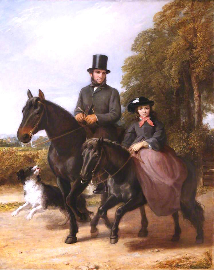 George Ward, and His Daughter Fanny Riding, vintage artwork by Richard Buckner, A3 (16x12") Poster Print