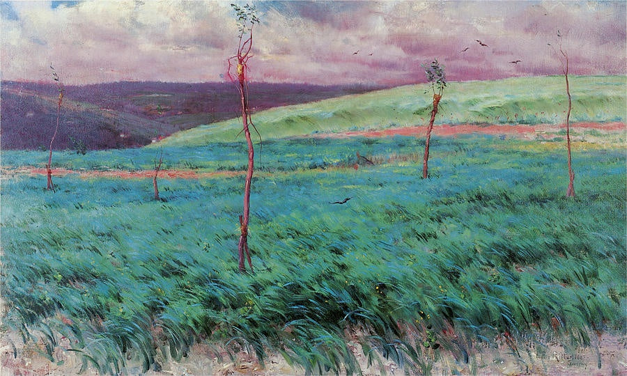 Barley Fields, Giverny, vintage artwork by Louis Ritter, 12x8" (A4) Poster