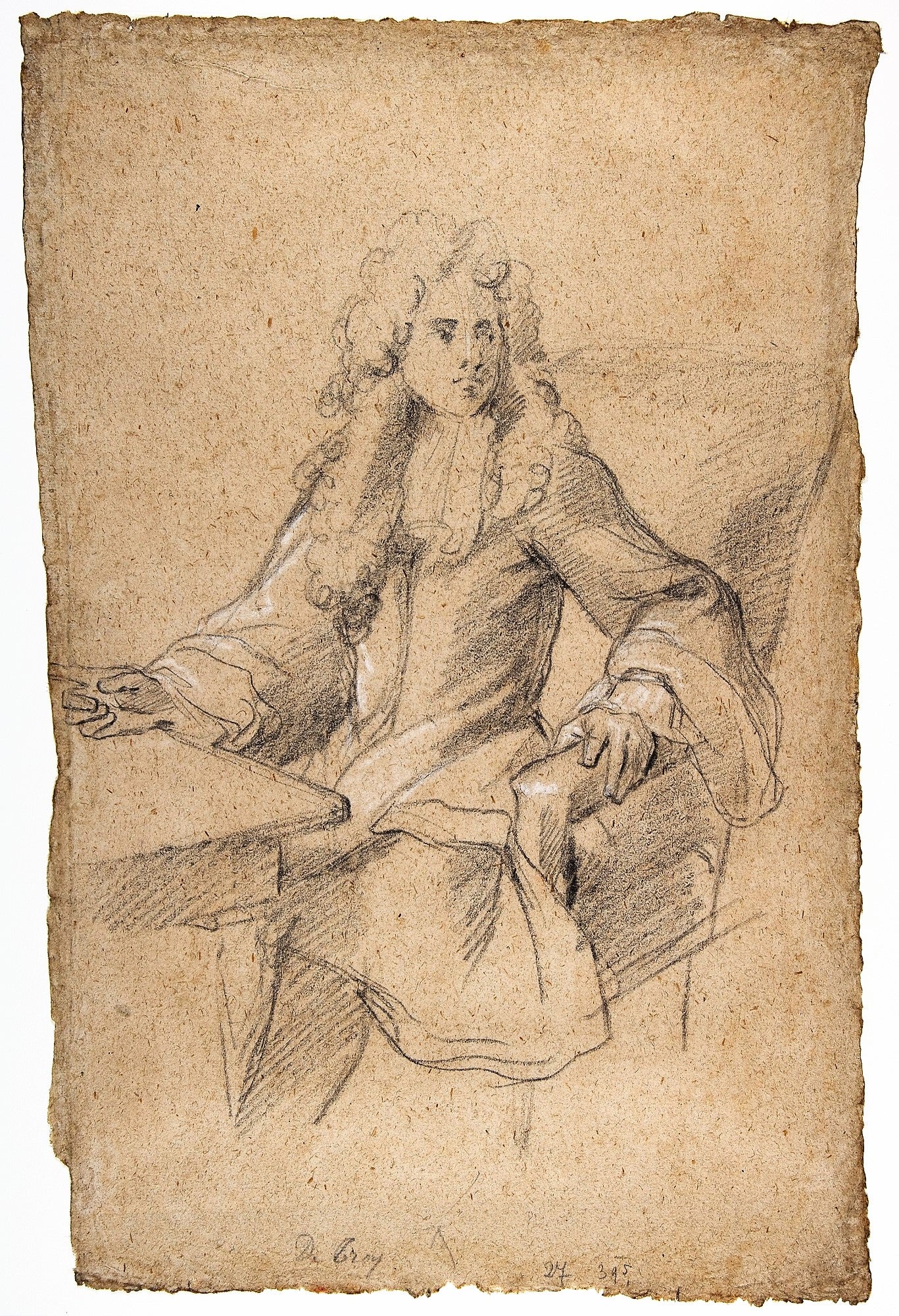 Gentleman Seated at a Table, vintage artwork by François de Troy, 12x8" (A4) Poster