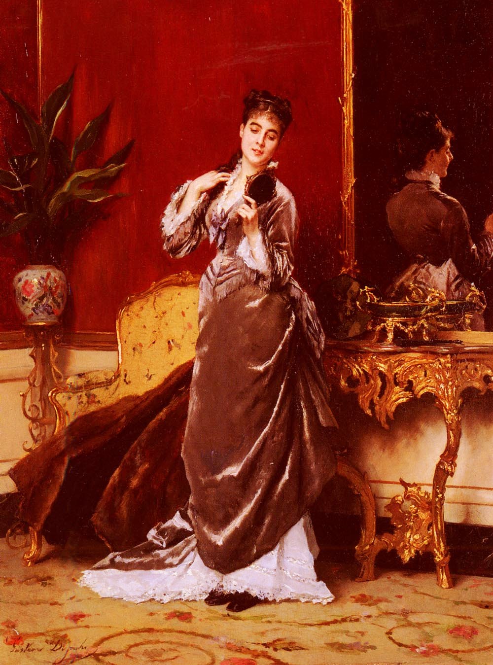 Dressing For The Ball, vintage artwork by Gustave-Leonard de Jonghe, 12x8" (A4) Poster