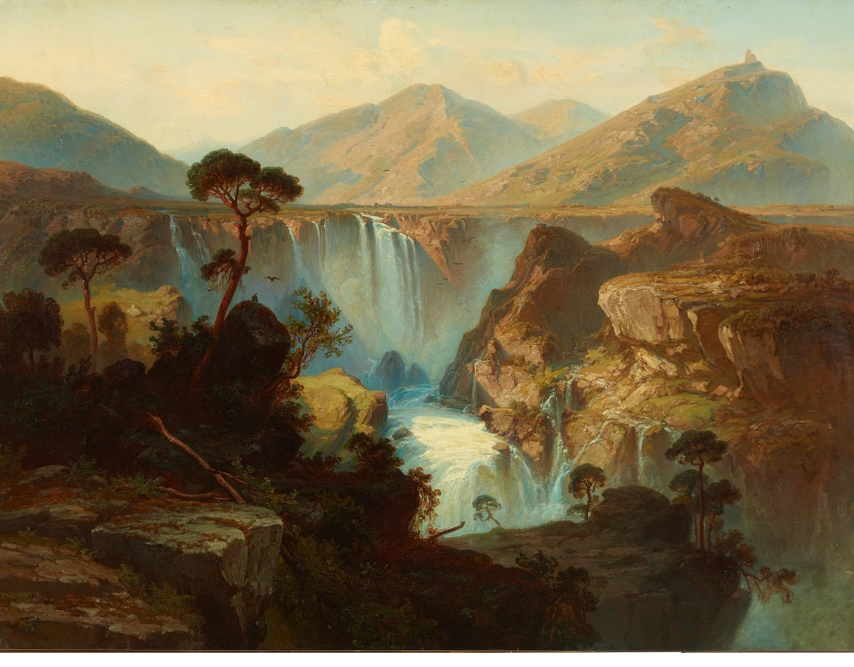 The Waterfall near Terni, vintage artwork by Ferdinand Konrad Bellermann, A3 (16x12") Poster Print