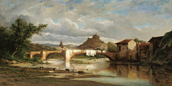 View of Puy-en-Velay from Espaly, vintage artwork by Auguste Allonge, 12x8" (A4) Poster