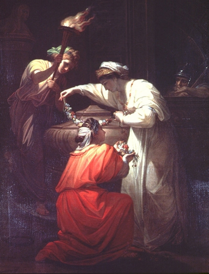 Cleopatra at the Tomb of Marc Antony, vintage artwork by Angelica Kauffmann, 12x8" (A4) Poster