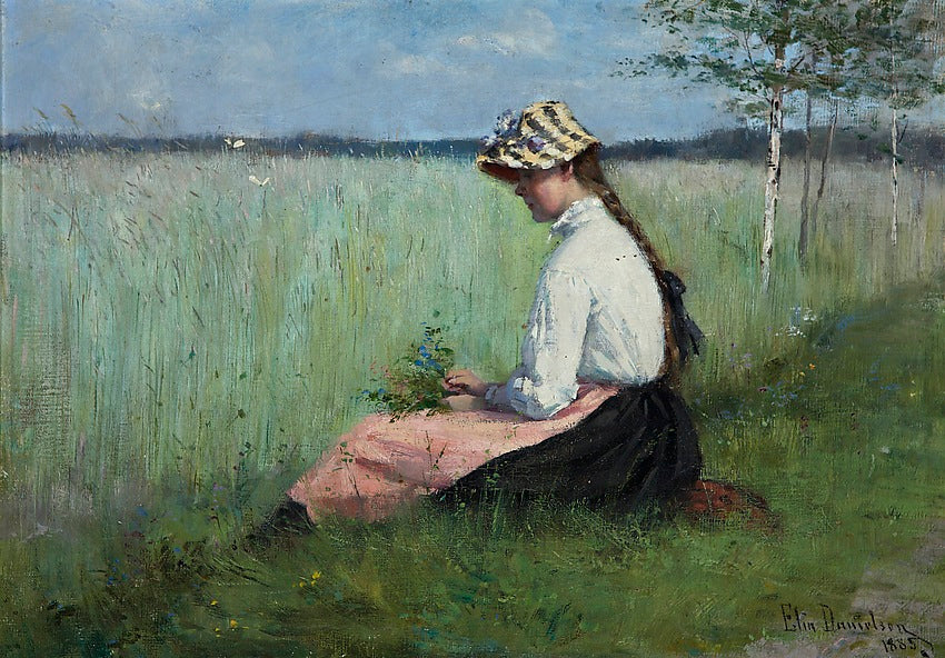 Girl in a meadow by Elin Kleopatra Danielson-Gambogi,A3(16x12")Poster