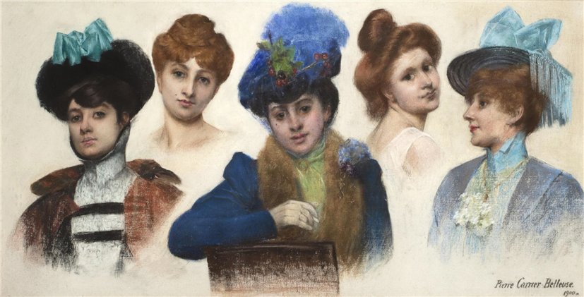 Studies of Elegant Ladies by Pierre Carrier-Belleuse,A3(16x12")Poster