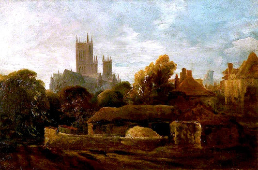 Lincoln Cathedral from the North East, vintage artwork by Peter de Wint, 12x8" (A4) Poster