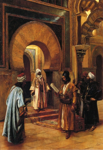 Emmisaries to the Sultan, vintage artwork by Climent Pujol Gustavino, 12x8" (A4) Poster