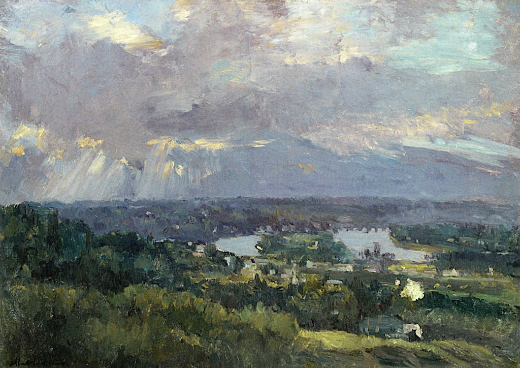 Le bas de Meudon, pris des hauteurs de Bellevue, vintage artwork by Albert Lebourg, 12x8" (A4) Poster