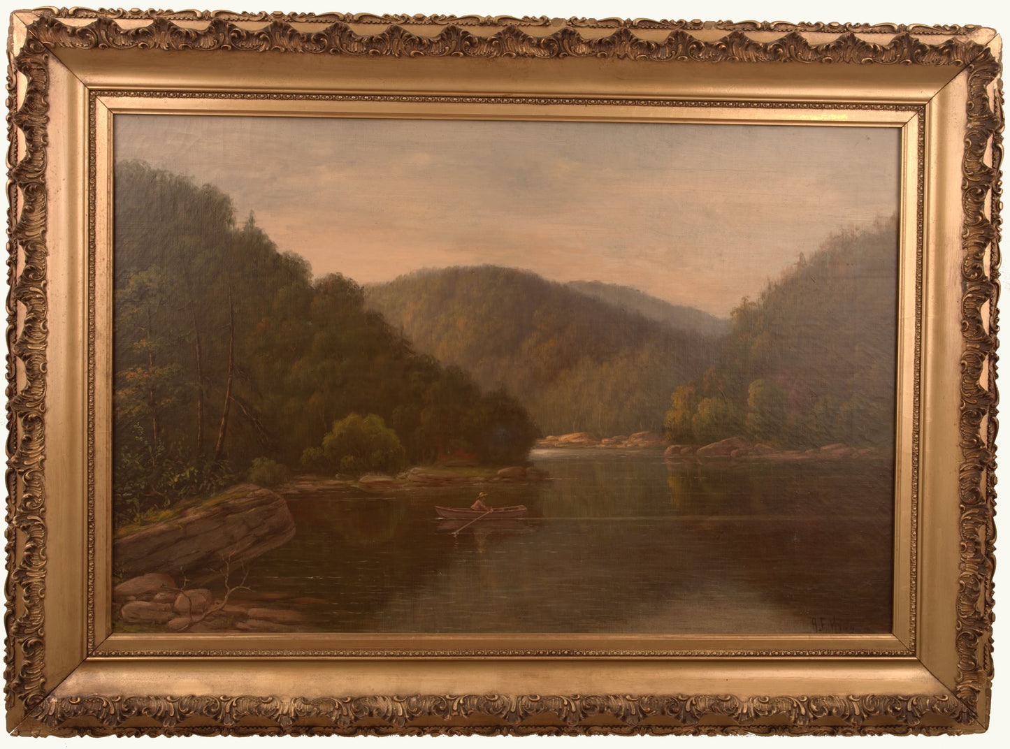 Rowing on the River, vintage artwork by Albert F. King, 12x8" (A4) Poster