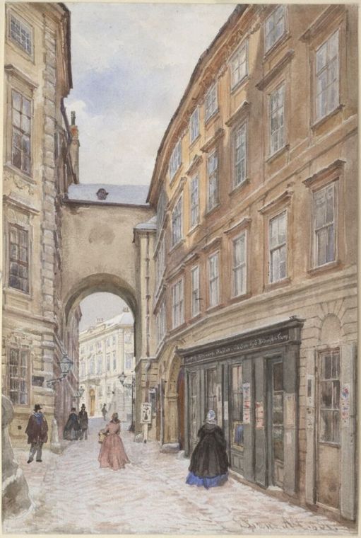 Die alte Schauflergasse in Wien, vintage artwork by Franz von Alt, A3 (16x12") Poster Print