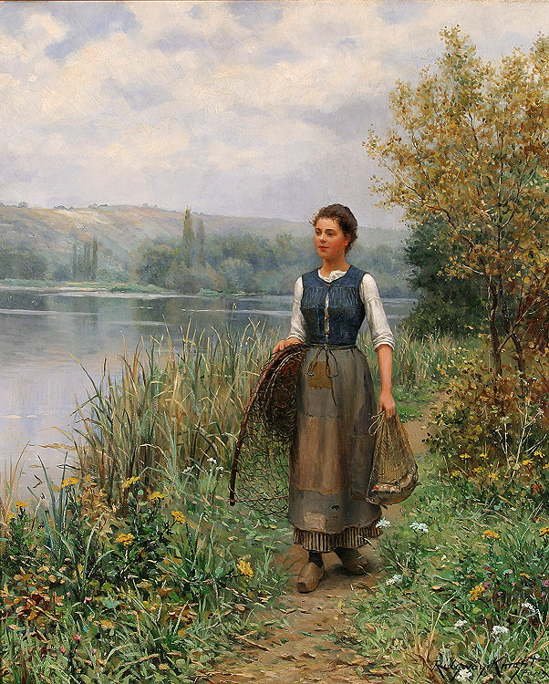 The Fisherman's Daughter, vintage artwork by Daniel Ridgway Knight, 12x8" (A4) Poster