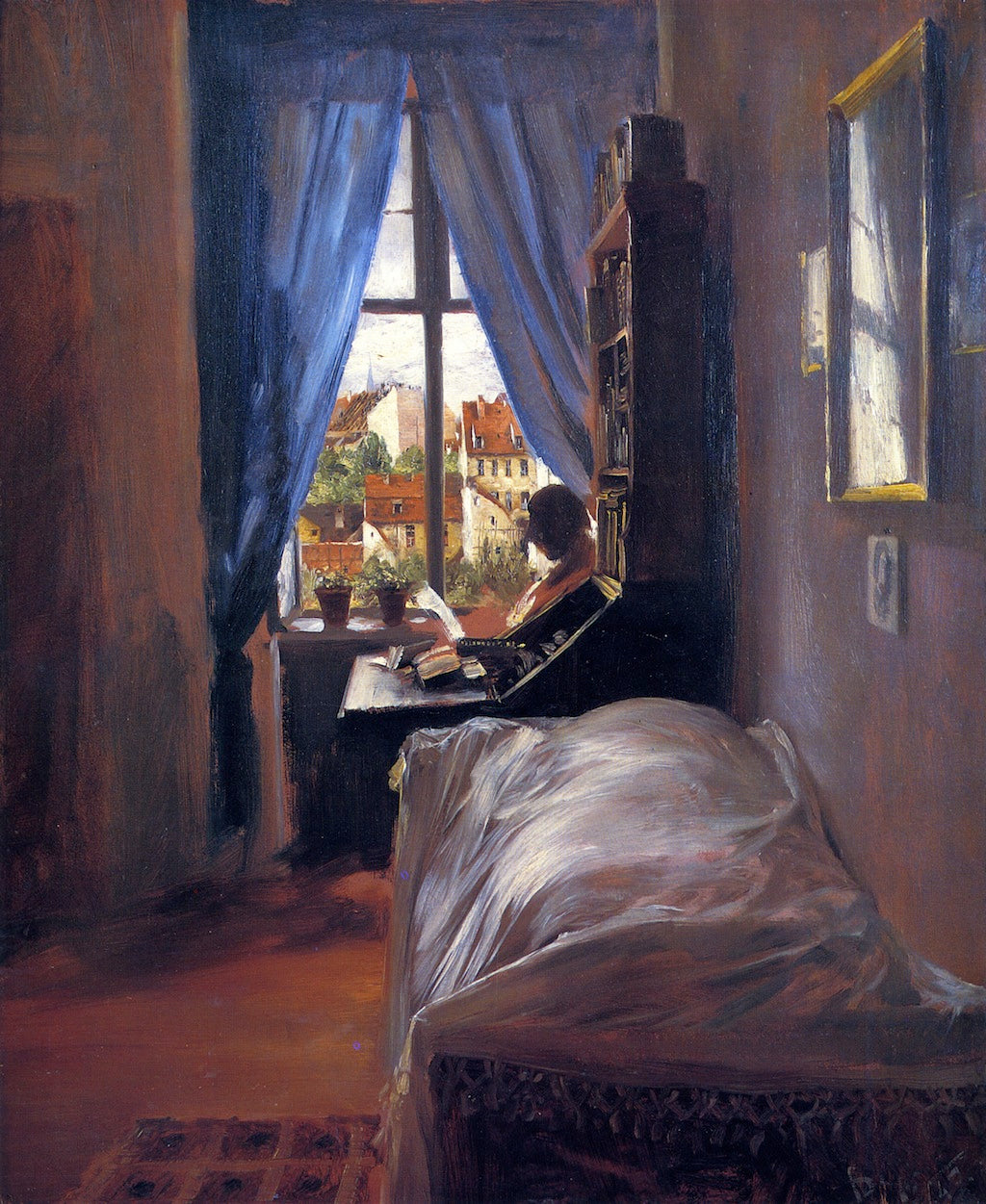 The Artist's Bedroom in Ritterstrasse, vintage artwork by Adolph von Menzel, A3 (16x12") Poster Print