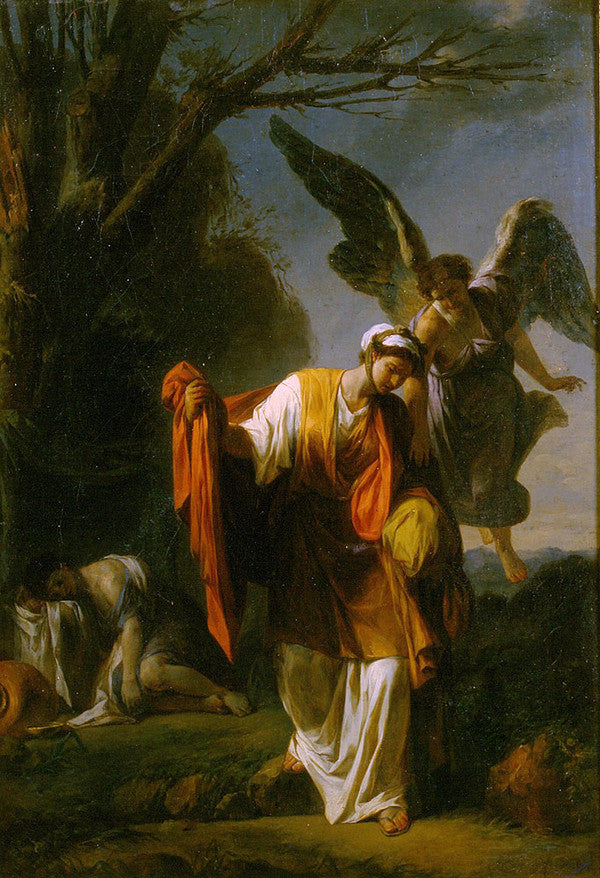Agar and the Angel, vintage artwork by Pierre Peyron, 12x8" (A4) Poster