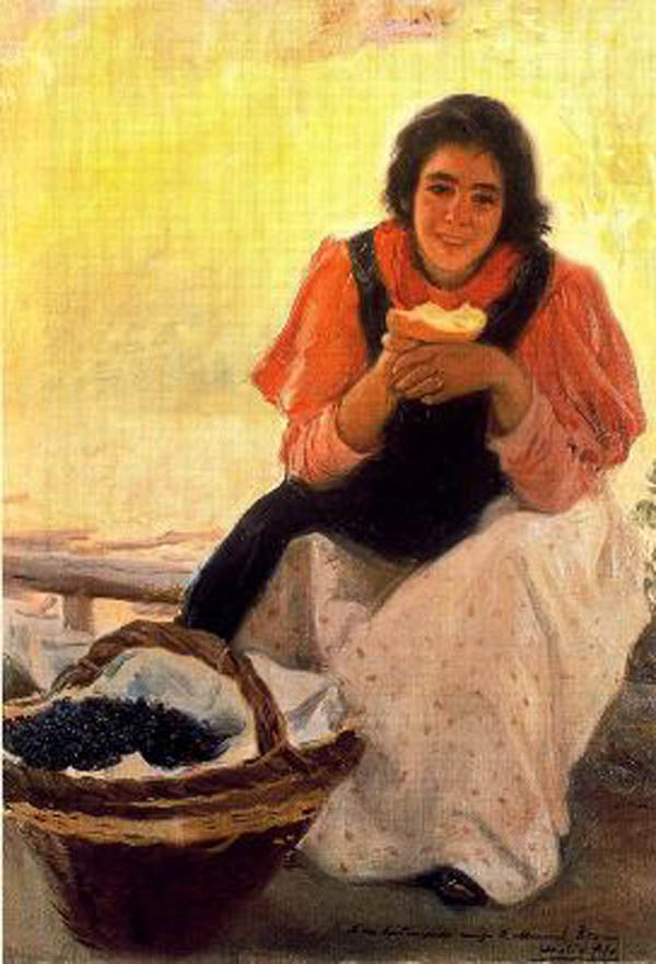Muchacha Comiendo by Cecilio Pla y Gallardo,A3(16x12")Poster