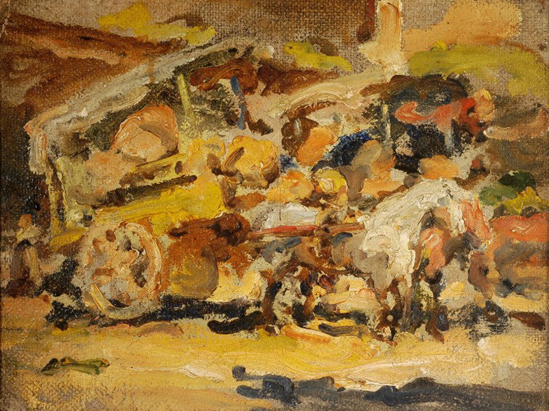 Carretelas en la Vega, vintage artwork by Juan Francisco Gonzalez Escobar, 12x8" (A4) Poster