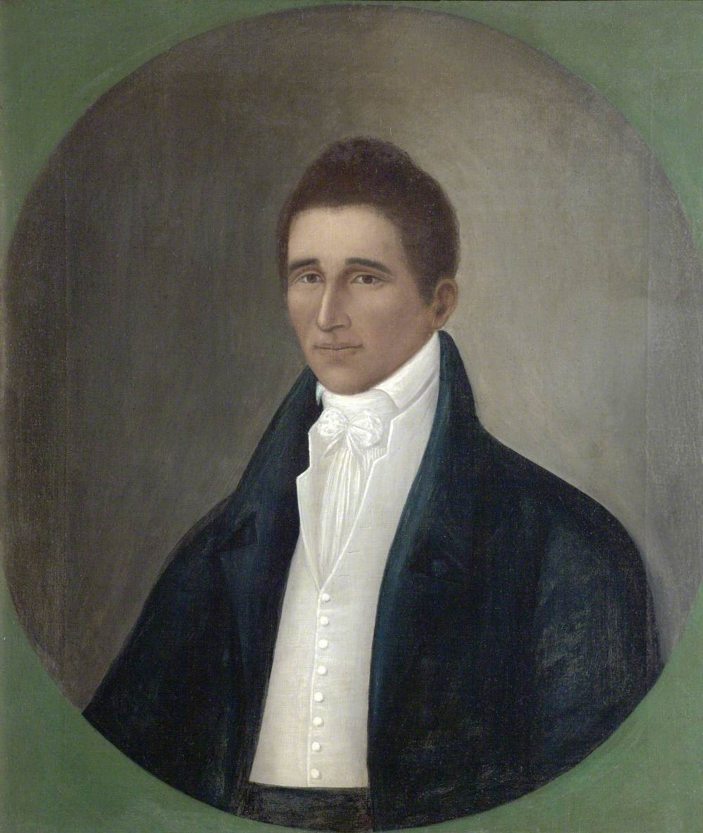 Portrait of an Unknown Gentleman (thought to be Daniel Coker), vintage artwork by Joshua Johnson, 12x8" (A4) Poster