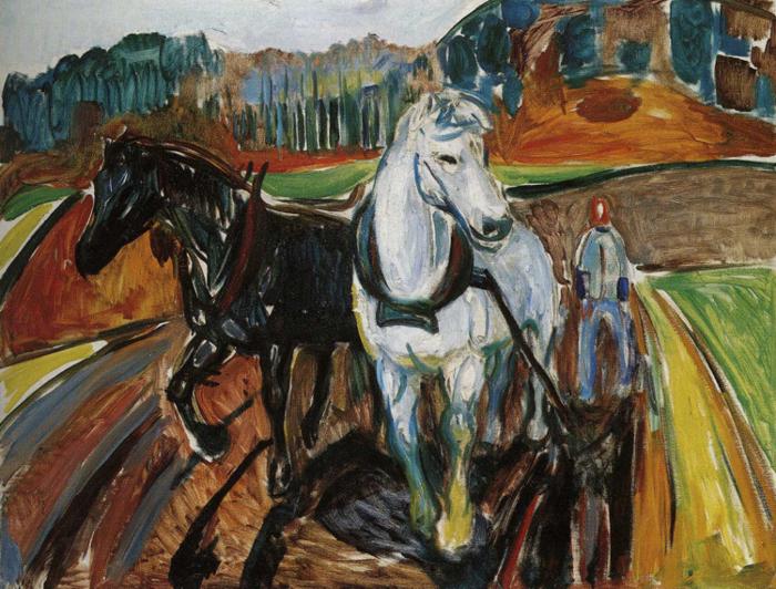 Autumn Ploughing, vintage artwork by Edvard Munch, 12x8" (A4) Poster