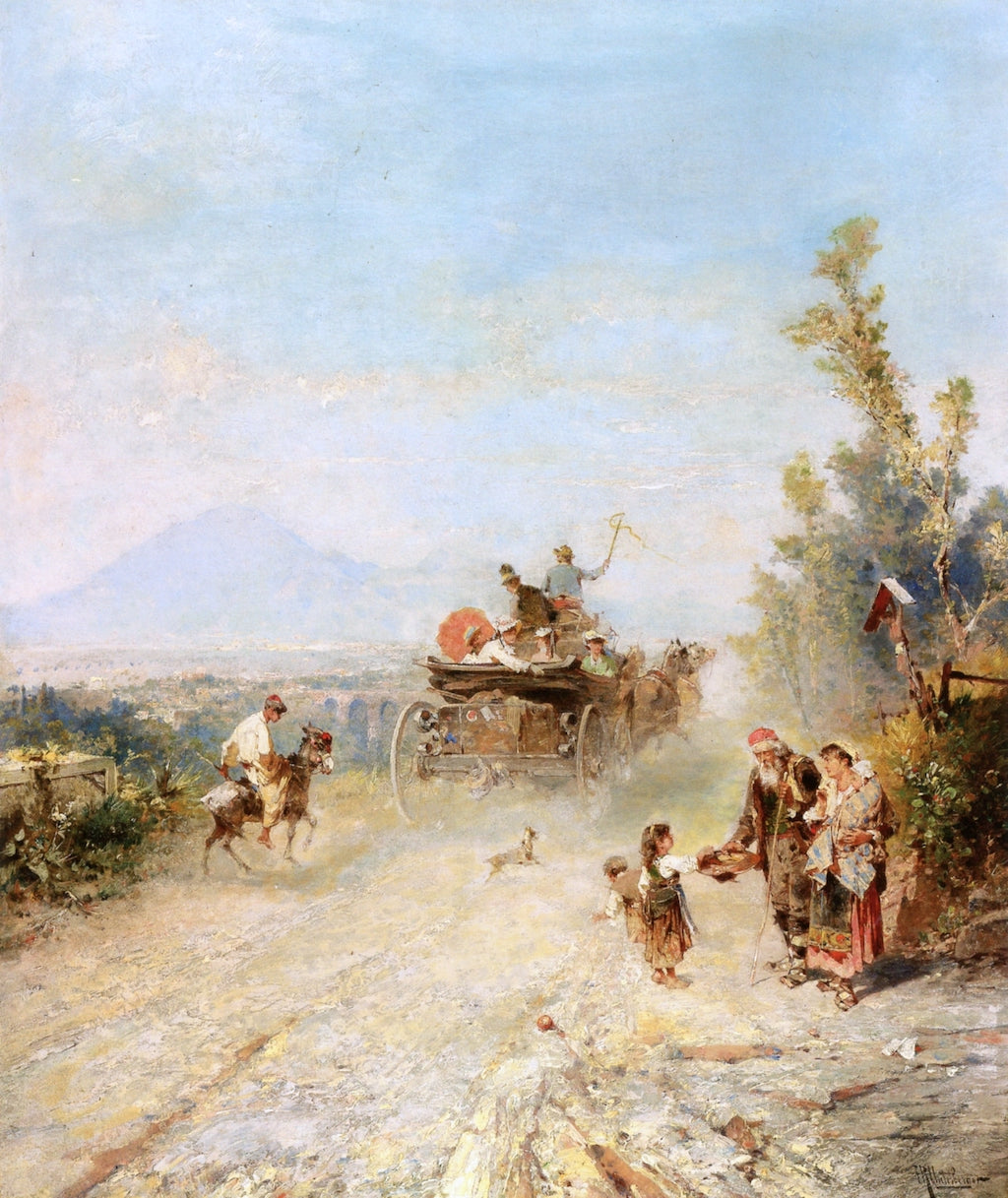 The Road to Pompeii, vintage artwork by Franz Richard Unterberger, 12x8" (A4) Poster