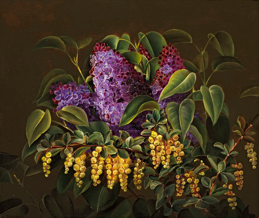 Lilac and barberry, vintage artwork by Johan Laurentz (J.L.) Jensen, A3 (16x12") Poster Print