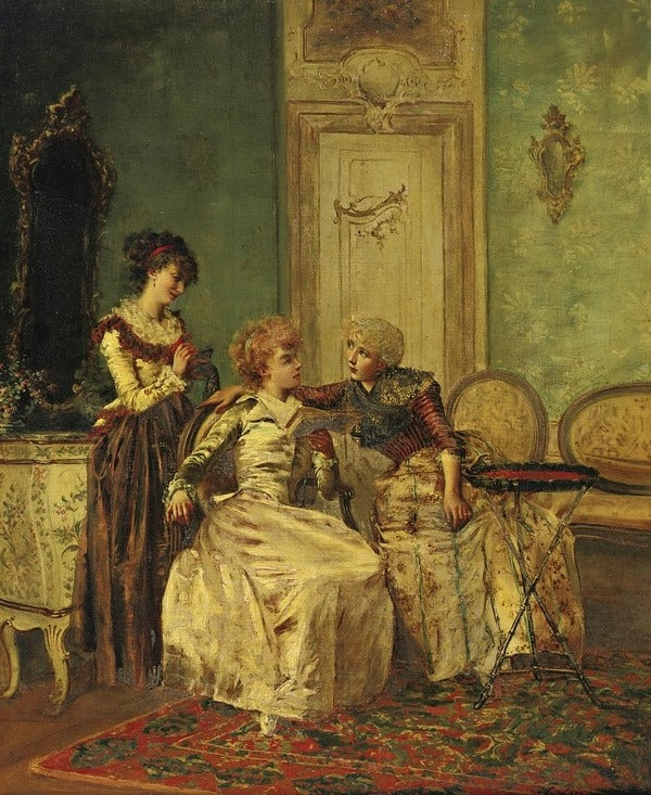 Delicious conversation, vintage artwork by Francois Brunery, 12x8" (A4) Poster