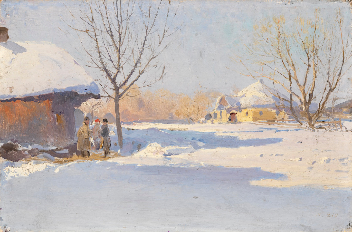 Ukrainian Village in Winter by Sergei Ivanovich Vasilkovsky,A3(16x12")Poster