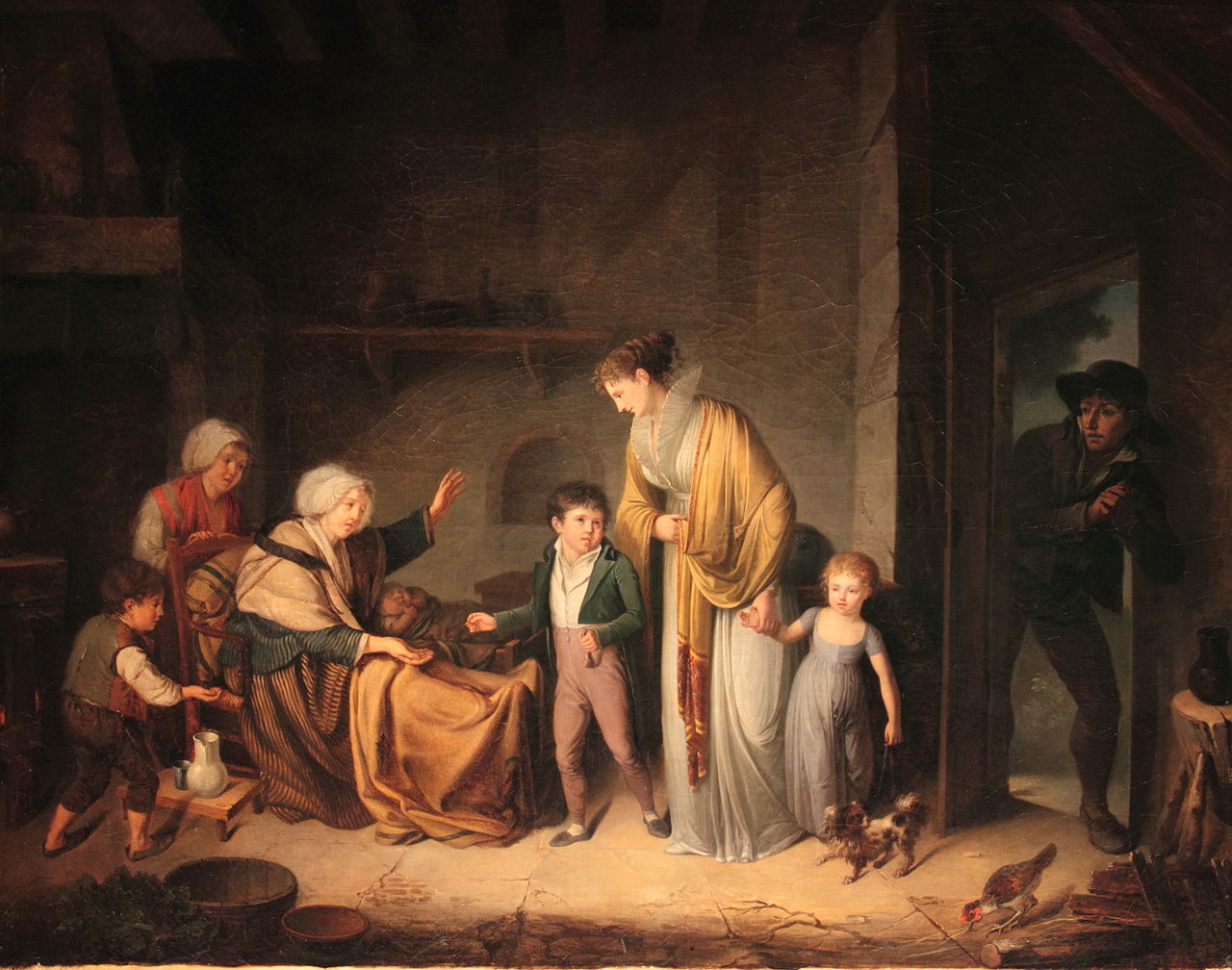 The Charity Lesson, vintage artwork by Henri-Nicolas van Gorp, 12x8" (A4) Poster