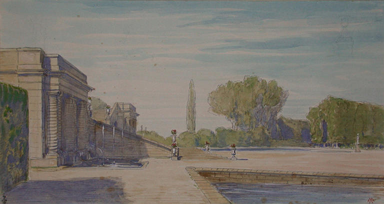 Le Grand Degre de Chantilly, vintage artwork by Auguste Paul Charles Anastasi, A3 (16x12") Poster Print