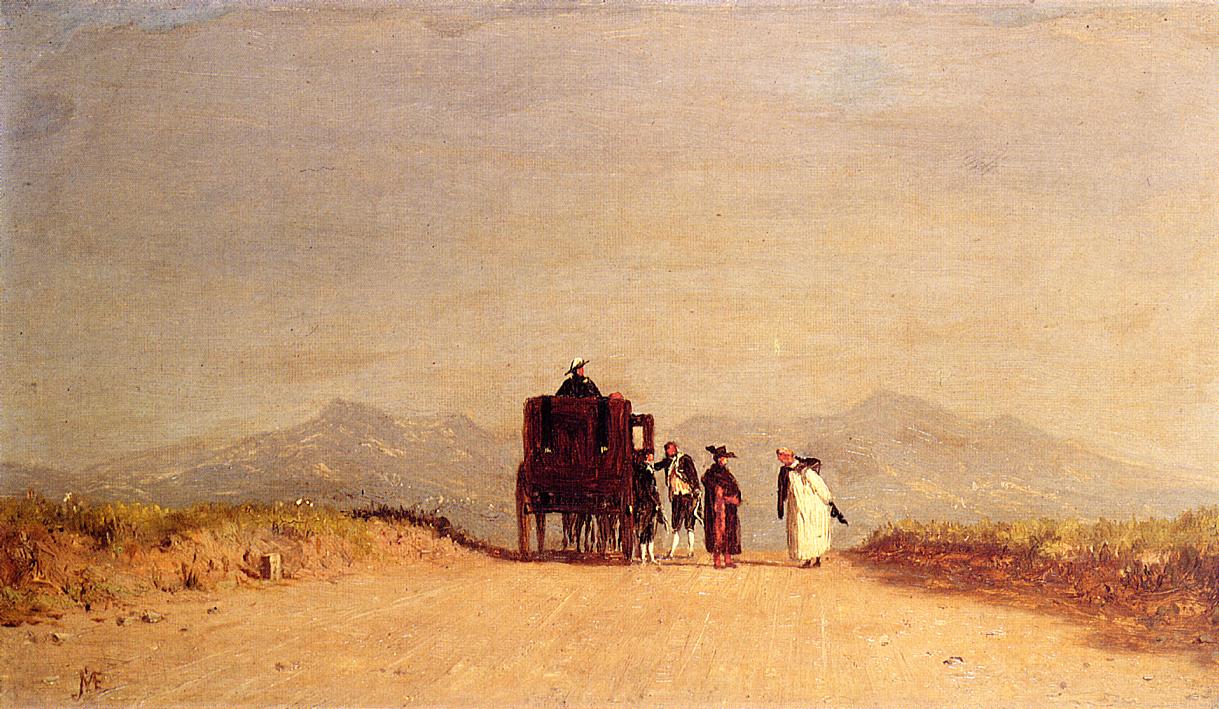 A Journey's Pause in the Roman Campagna, vintage artwork by Jervis McEntee, 12x8" (A4) Poster