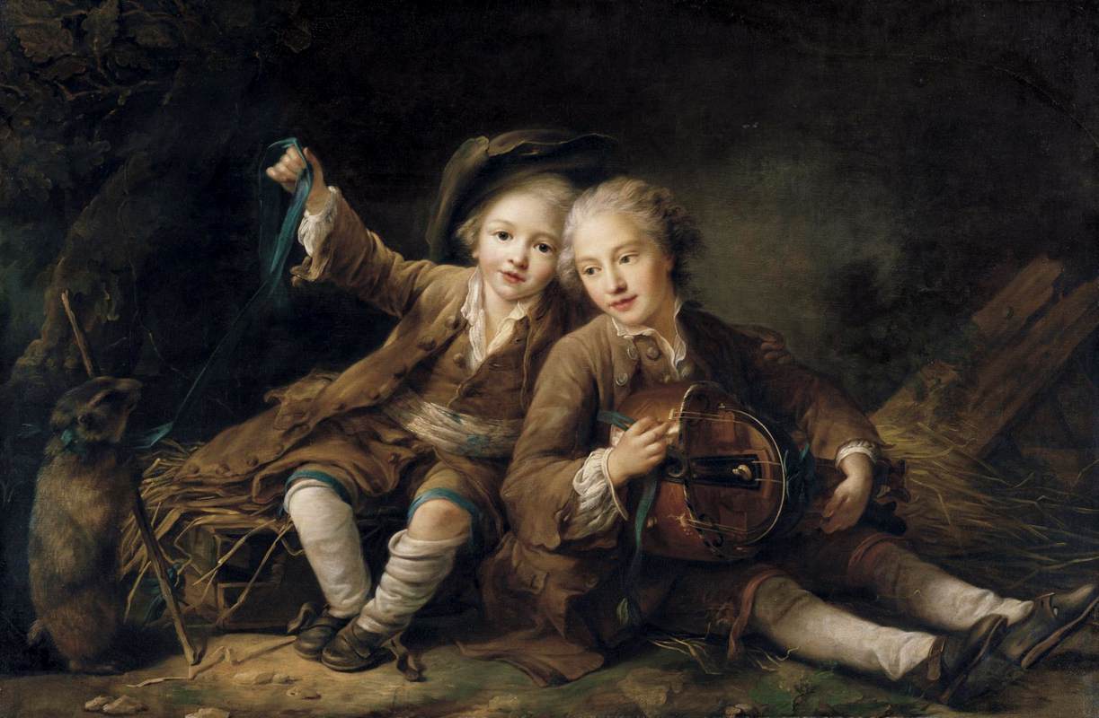 The Children of the Duc de Bouillon, vintage artwork by François-Hubert Drouais, 12x8" (A4) Poster