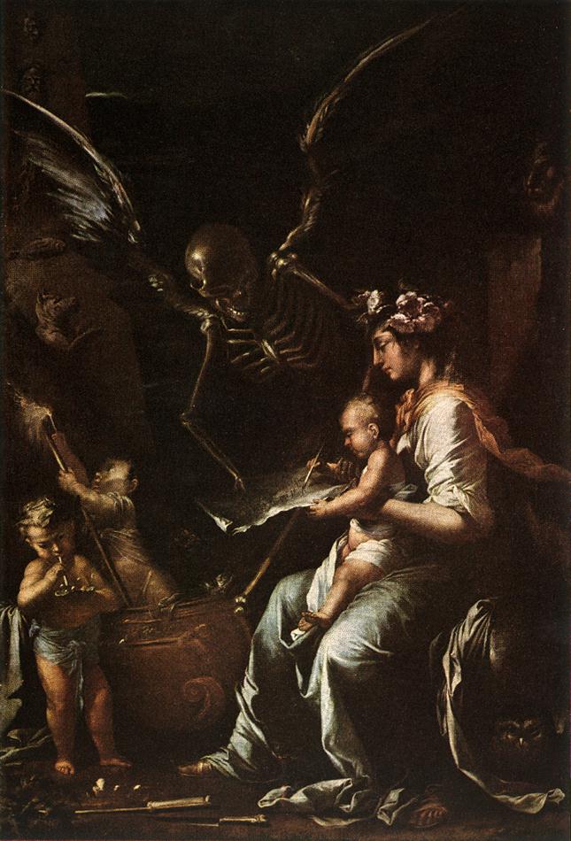 Human Fragility, vintage artwork by Salvator Rosa, 12x8" (A4) Poster