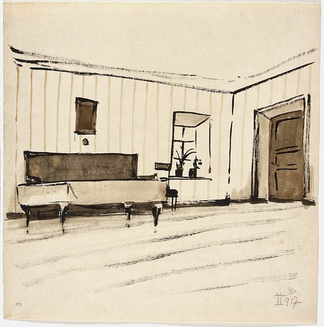 Salon with a Piano by Stanislaw Noakowski,A3(16x12")Poster