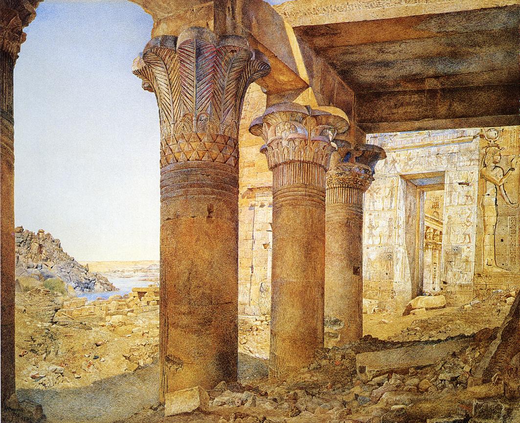 Temple of Philae from the Outer Court, vintage artwork by Henry Roderick Newman, 12x8" (A4) Poster