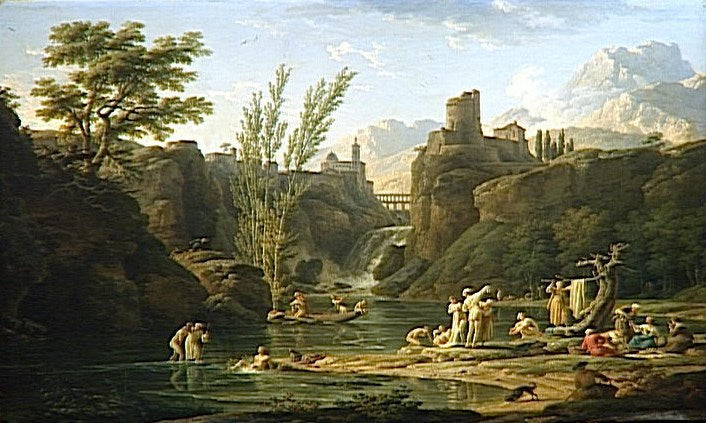 Morning Bathers, vintage artwork by Claude-Joseph Vernet, 12x8" (A4) Poster