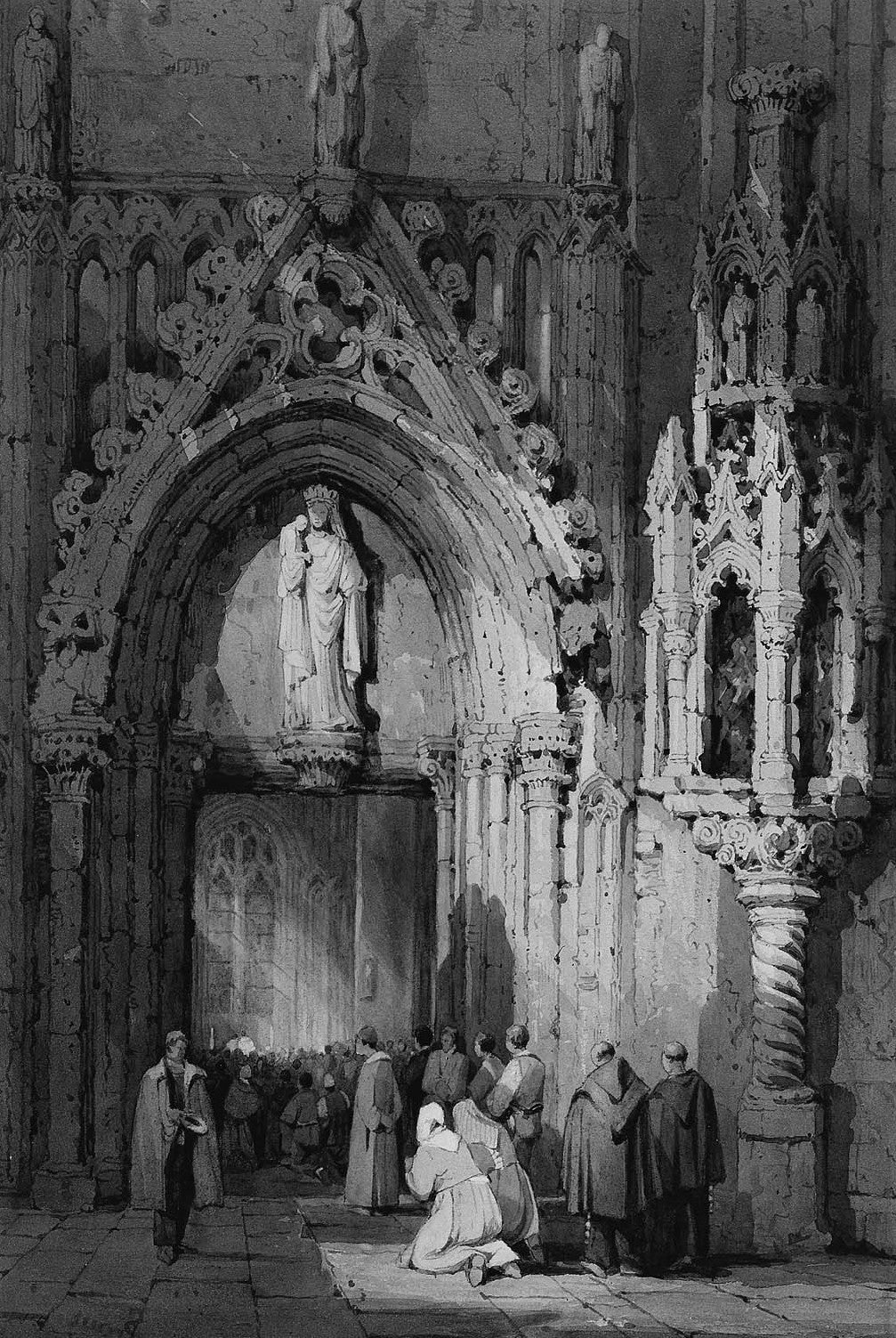 A Gothic Portal, vintage artwork by Samuel Prout, 12x8" (A4) Poster